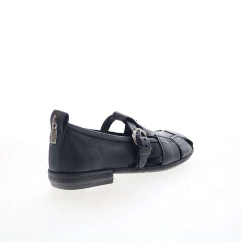 A.S. 98 Zoie Womens Black Leather Hook & Loop Loafer Flats Shoes