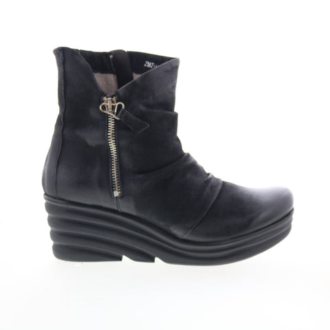 Miz Mooz Zuzu Womens Black Leather Zipper Ankle & Booties Boots