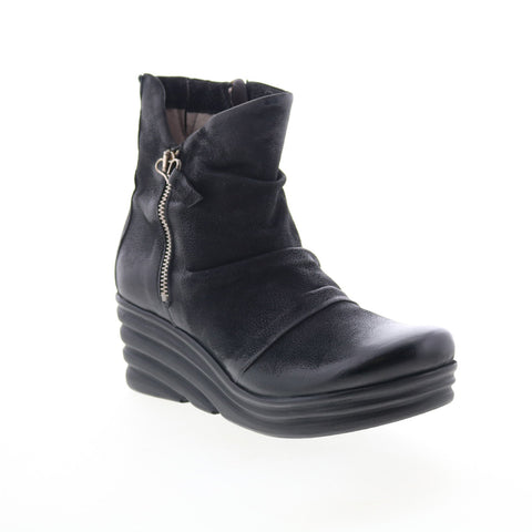 Miz Mooz Zuzu Womens Black Leather Zipper Ankle & Booties Boots