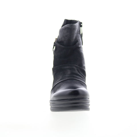 Miz Mooz Zuzu Womens Black Leather Zipper Ankle & Booties Boots