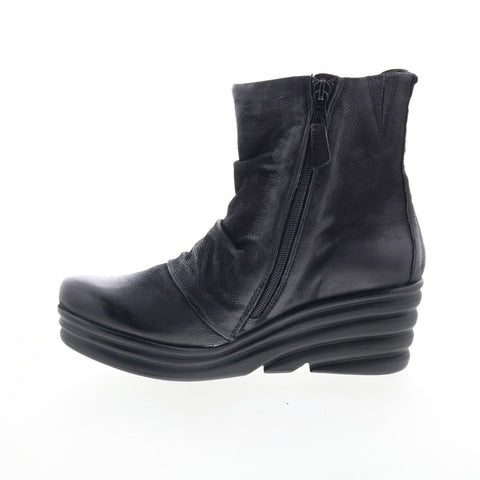 Miz Mooz Zuzu Womens Black Leather Zipper Ankle & Booties Boots