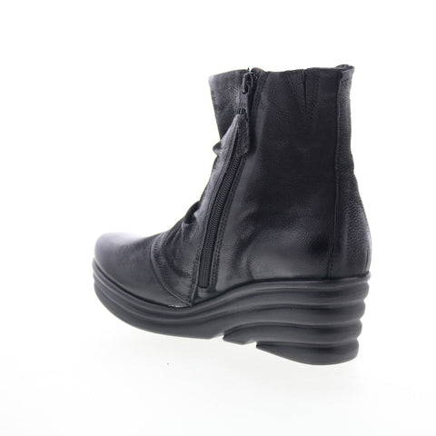 Miz Mooz Zuzu Womens Black Leather Zipper Ankle & Booties Boots