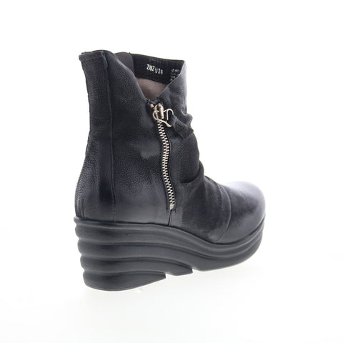 Miz Mooz Zuzu Womens Black Leather Zipper Ankle & Booties Boots