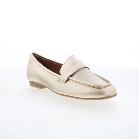 Miz Mooz Zyler Womens Gold Leather Slip On Loafer Flats Shoes