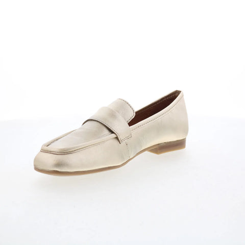 Miz Mooz Zyler Womens Gold Leather Slip On Loafer Flats Shoes