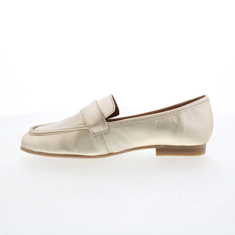 Miz Mooz Zyler Womens Gold Leather Slip On Loafer Flats Shoes
