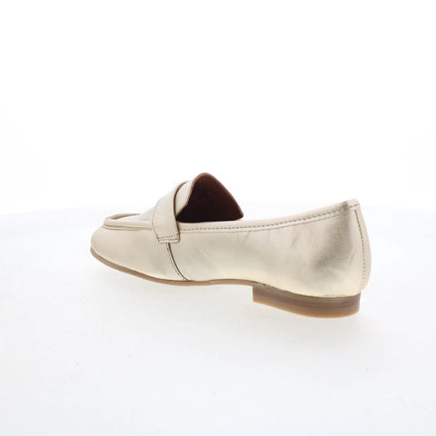 Miz Mooz Zyler Womens Gold Leather Slip On Loafer Flats Shoes