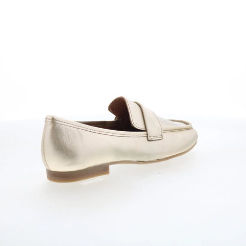 Miz Mooz Zyler Womens Gold Leather Slip On Loafer Flats Shoes