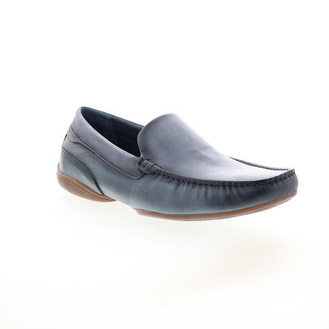 Zanzara Oran ZZ1370S Mens Blue Leather Loafers & Slip Ons Moccasin Shoes