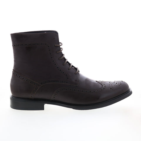 Zanzara York ZZ1418B Mens Brown Leather Lace Up Casual Dress Boots