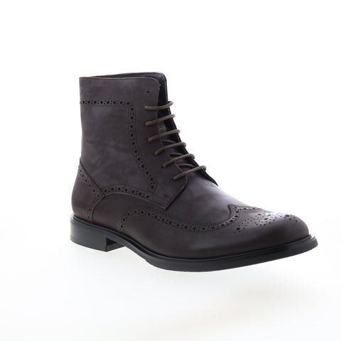 Zanzara York ZZ1418B Mens Brown Leather Lace Up Casual Dress Boots