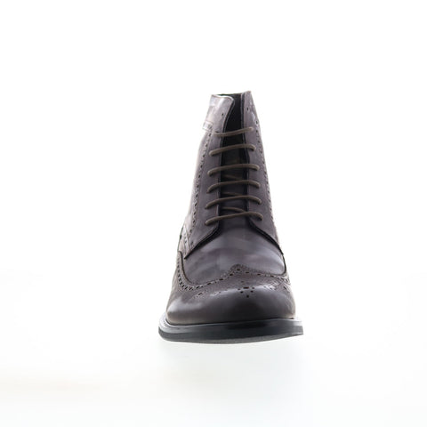 Zanzara York ZZ1418B Mens Brown Leather Lace Up Casual Dress Boots