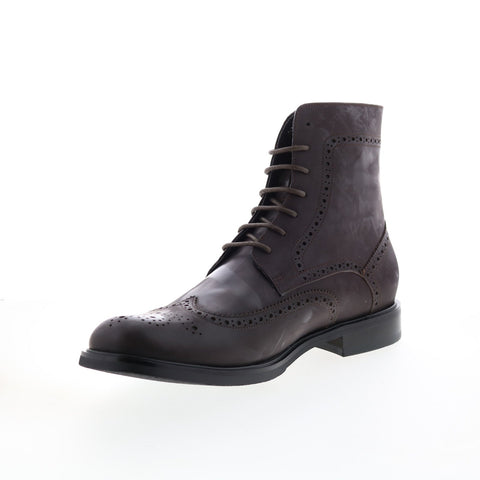 Zanzara York ZZ1418B Mens Brown Leather Lace Up Casual Dress Boots
