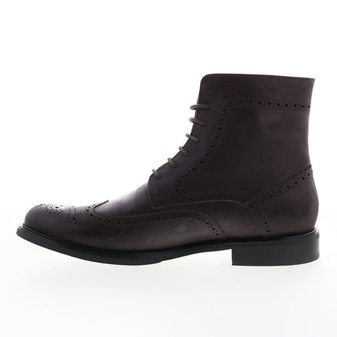 Zanzara York ZZ1418B Mens Brown Leather Lace Up Casual Dress Boots
