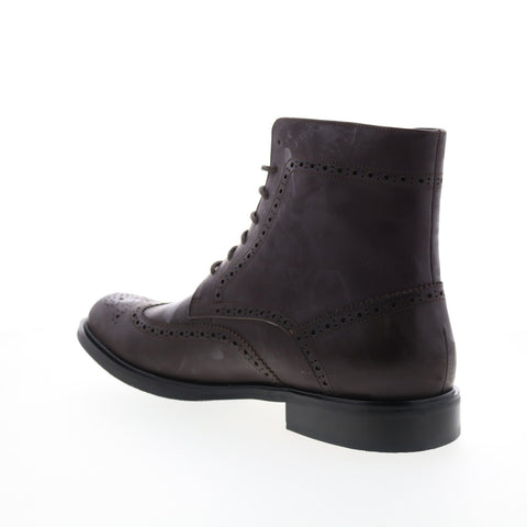 Zanzara York ZZ1418B Mens Brown Leather Lace Up Casual Dress Boots