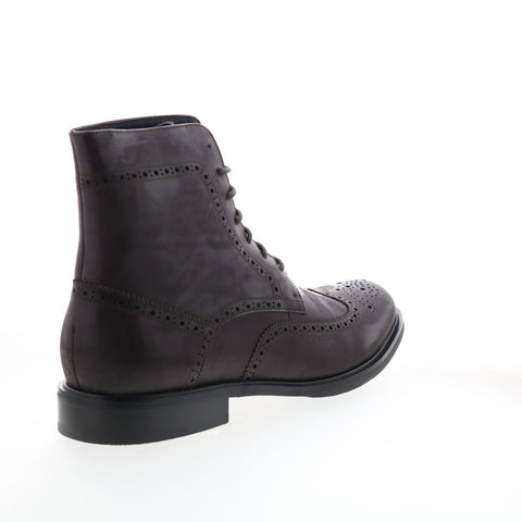 Zanzara York ZZ1418B Mens Brown Leather Lace Up Casual Dress Boots