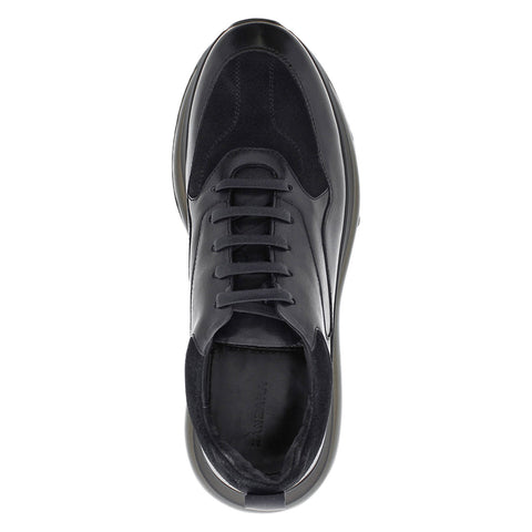 Zanzara Alaric ZZ1572L Mens Black Leather Lace Up Lifestyle Sneakers Shoes