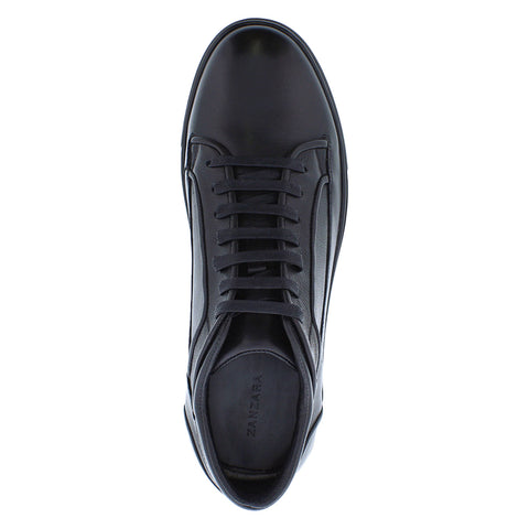 Zanzara Beau ZZ1574H Mens Black Leather Lace Up Lifestyle Sneakers Shoes