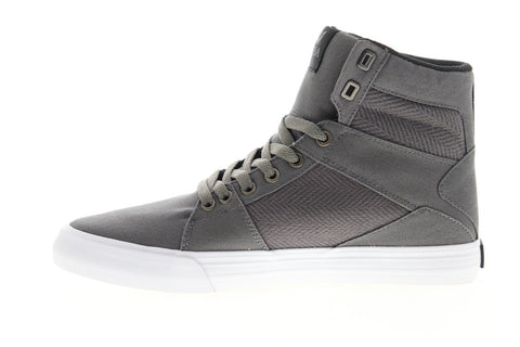 Supra Aluminum 05662-023-M Mens Gray Canvas Lace Up High Top Sneakers Shoes