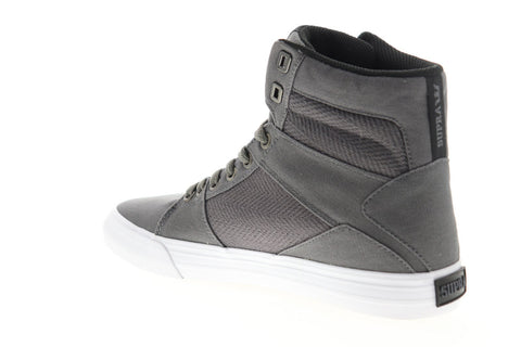 Supra Aluminum 05662-023-M Mens Gray Canvas Lace Up High Top Sneakers Shoes