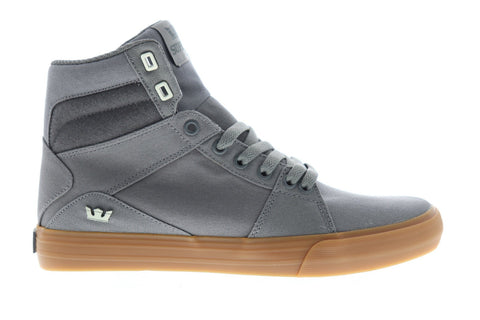 Supra Aluminum Mens Gray Canvas High Top Lace Up Sneakers Shoes