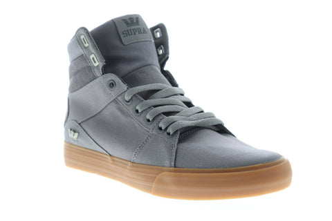 Supra Aluminum Mens Gray Canvas High Top Lace Up Sneakers Shoes
