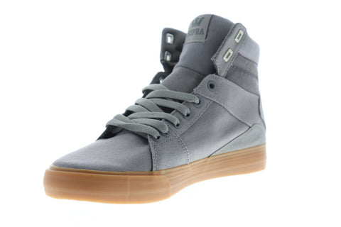 Supra Aluminum Mens Gray Canvas High Top Lace Up Sneakers Shoes