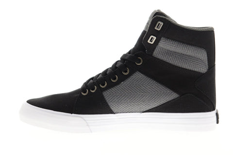 Supra Aluminum 05662-094-M Mens Black Canvas Lace Up High Top Sneakers Shoes