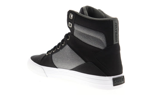 Supra Aluminum 05662-094-M Mens Black Canvas Lace Up High Top Sneakers Shoes