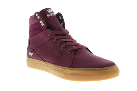 Supra Aluminum Mens Red Canvas High Top Lace Up Sneakers Shoes