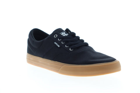 Supra Cobalt 05663-038-M Mens Black Canvas Lace Up Low Top Sneakers Shoes