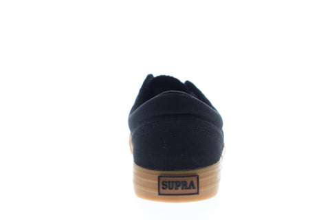 Supra Cobalt 05663-038-M Mens Black Canvas Lace Up Low Top Sneakers Shoes