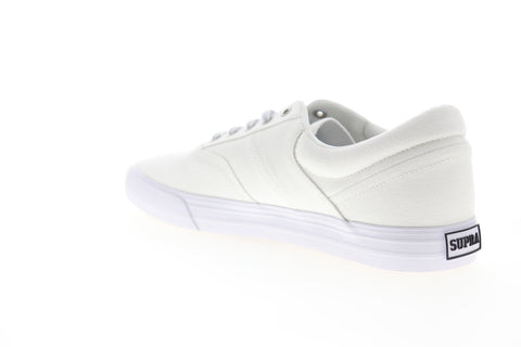 Supra Cobalt 05663-100-M Mens White Canvas Low Top Lace Up Skate Sneakers Shoes