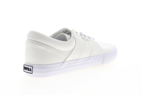 Supra Cobalt 05663-100-M Mens White Canvas Low Top Lace Up Skate Sneakers Shoes