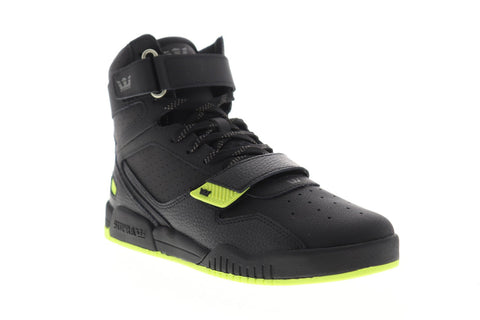 Supra Breaker Mens Black Leather High Top Strap Sneakers Shoes
