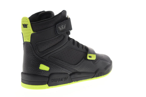 Supra Breaker Mens Black Leather High Top Strap Sneakers Shoes