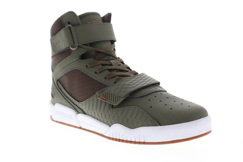 Supra Breaker Mens Green Leather High Top Strap Sneakers Shoes