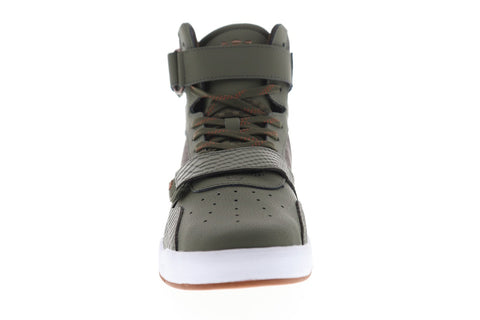Supra Breaker Mens Green Leather High Top Strap Sneakers Shoes