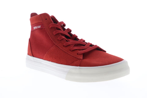 Supra Stacks Mid 05903-658-M Mens Red Suede High Top Skate Sneakers Shoes