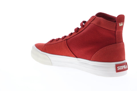 Supra Stacks Mid 05903-658-M Mens Red Suede High Top Skate Sneakers Shoes