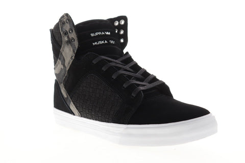 Supra Skytop 06049-016-M Mens Black Suede Lace Up High Top Sneakers Shoes