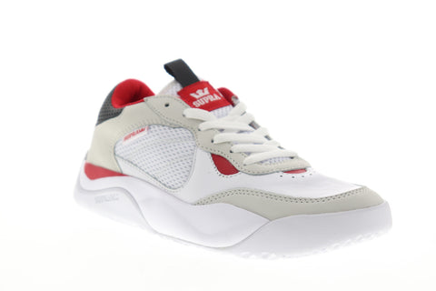 Supra Pecos 06375-148-M Mens White Leather Low Top Lace Up Skate Sneakers Shoes