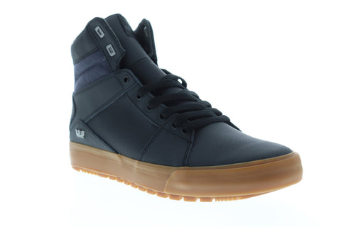 Supra Aluminum CW Mens Black Leather High Top Lace Up Sneakers Shoes