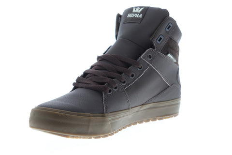 Supra Aluminum CW Mens Brown Leather High Top Lace Up Sneakers Shoes