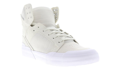 Supra Skytop 77 06578-149-M Mens White Suede Lace Up High Top Sneakers Shoes