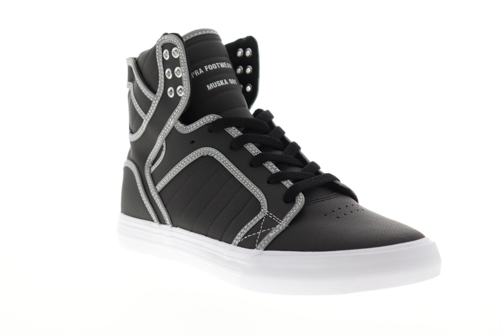 Supra Skytop 08003-033-M Mens Black Leather Lace Up Skate Sneakers