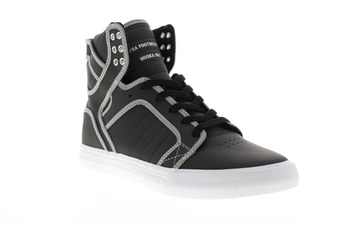 Supra Skytop 08003-033-M Mens Black Leather Lace Up High Top Sneakers Shoes