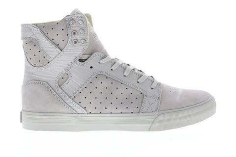 Supra Skytop 08003-093-M Mens Gray Suede Casual Lace Up High Top Sneakers Shoes