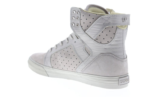 Supra Skytop 08003-093-M Mens Gray Suede Casual Lace Up High Top Sneakers Shoes