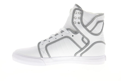 Supra Skytop 08003-105-M Mens White Leather Lace Up High Top Sneakers Shoes